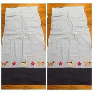 Pottery Barn kids curtains drapes blue dog animal boys nursery bedroom cotton